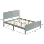Full Single Bed Frame Vertical Striped Decorative Curved Headboard and Footboard Bed Frame Painted + Melamine Veneer & Pine + MDF Wood Bed 77.8*56.54*37.8in Grey - Image 8
