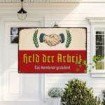 CIFbuy Retro German Slogan Metal Wall Art, Iron Sign With Handshake Pattern & Labor Hero Quote, Quote, 2D Flat Decor For Ho WaikTok, WaikTok, ern & Labor Hero Quote Self-rickup Logiop Hohake Pattern & - Image 5