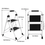 Step ladder, 2-Step Ladder Stool, 800lbs Capacity, Anti-Slip Treads & Handles, Foldable , Grey/Black (Shipment from Walmart) - Image 2