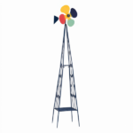 6.2ft Dark Blue 4-Blade Iron Windmill with 4-Leg Stand and Storage Shelf - Image 2