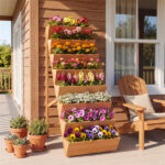 8-Tier Vertical Raised Garden Bed, 40" x 24" x 59" Fir Wood Ladder Planter Stand for Vegetables Herbs Flowers - Image 8