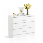 3-Drawer Wide Drawer Cabinet Particleboard Bedside Table with Textured Melamine Finish 25.98*12.99*22.05in White =75682614 - Image 9