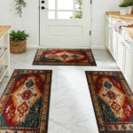Three-piece kitchen rug set, non-slip and washable, abstract pattern kitchen hallway rug, soft and comfortable, suitable for sinks, floors, entrances, hallways and bathrooms. - Image 9