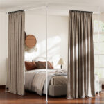 Drill-Free L-Shaped Room Divider Curtain Rod, Adjustable 28"-142"W x 4-10 ft H Heavy-Duty Partition Rod- White - Image 2