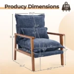 Cloud Shaped Indoor Leisure Chair with Solid Wood Armrest & Solid Wood Frame, Chenille Fabric Accent Chair with Lumbar Pillow, Single Sofa Chair Slate Blue - Image 5