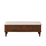 50.8-inch Multi-Functional Storage Ottoman Bench-Solid Rubberwood Bed End Bench with Linen Seat, Storage Bench for Bedroom, Entryway Shoe Organizer for Bedroom, Living Room, Entryway, Closet, Walnut - Image 5