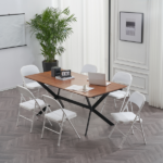 Same Code 71155989 6pcs Elegant Foldable Iron & PVC Chairs for Convention & Exhibition White - Image 40