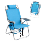 5-Position Adjustable Backpack Beach Chair with Storage Bag, Cooler Pouch & Side Bags — Ideal for Beach, Pool, Lawn