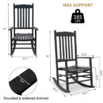 68.5*86*115CM Square Wooden Rocking Chair Wavy Backboard Black - Image 13