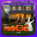 8FT Long Halloween Inflatables Pumpkins Ghost Outdoor Decorations, Blow Up Yard Decoration with Built-in LEDs Lighted for Lawn Garden Outside Indoor Decor - Image 5
