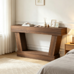 Brown 63" Vintage Entryway Console Table – Narrow Design, Open Shelf, for Living Room Space - Image 6