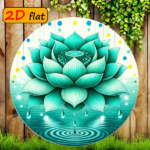 CIFbuy 1pc Fresh Green Lotus Droplet Round Sign, "" Green Lotus Droplet Round Sign, Droplet Round Sign, 7.87x7.87in 2D Flat Outdoor Plaque TikTok, Temu Self-pickup Logiaqics - Image 6