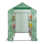 143x143x195cm Black Iron Pipe Steeple With 8 Pieces Grid Flower Stand With Zipper Rolling Door PE Cloth Greenhouse SAME AS 54690859 - Image 5