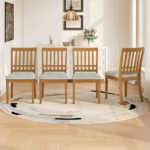 2-Piece Modern Scandinavian Dining Chairs, Curved Wood Backrest with Gray Fabric Seat, Finish for Dining Room and Apartment, Easy to Assembly -LIGHT BROWN - Image 10