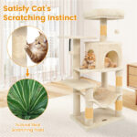 44" Multi-Level Cat Tree with Spacious Top Perch, 2-Door Condo & Hammock for Indoor Cats -Beige - Image 11
