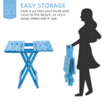 Folding Square Table Patio Outdoor solid wood Table for Backyard, Balcony, Portable Design Space-Saving Blue Color - Image 2
