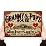CIFbuy Grammy & Pop's House 2D Flat Vintage Metal Wall Sign,8x12Inch Rustic Laurel Heart Pattern Iron Wall Decor,Retro Nostalgic Hangin TikTok, TikTok, ngin Self-pickup Logiopics - Image 3