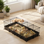 Modular Metal Small pet exercise pen DIY Multi Shape Layout, Metal Pet Enclosure Multi Tier L Square Rectangular Setup, Waterproof Protective Mat Small Animal Indoor Outdoor Cage - Image 9