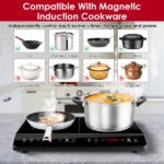 Double Induction Cooktop, Portable Dual Countertop Burner with Sensor Touch, 4000W Induction Cooktop 2 Burner, Electric Countertop Cooker with 9 Temp & Power Levels, 3-Hour Timer,Safety Lock - Image 6