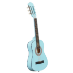 Sky-blue color 30-inch Round Acoustic Guitar with Picks, Strings, Capo, Case, Tuner, and Strap