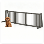 Adjustable Expandable Wooden Pet Gate 22 Inch Tall Freestanding Safety Fence, Gray Pine Wood Slide Dog Gate Easy Assembly for Home & Office Entryways - Image 4