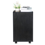 Black Wood Grain Density Board Three Drawers Wooden Filing Cabinet - Image 4