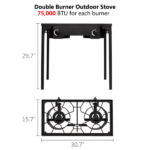 Replace 1255491 Outdoor Camp Stove High Pressure Propane Gas Cooker Portable Cast Iron Patio Cooking Burner (Double Burner 150000-BTU) - Image 6