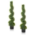 2pcs Green 115cm Spiral Boxwood PVC Artificial Tree - Image 6