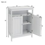 Bathroom standing storage with double shutter doors cabinet-White - Image 5