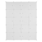 20 Cube Organizer Stackable Plastic Cube Storage Shelves Design Multifunctional Modular Closet Cabinet with Hanging Rod White - Image 2