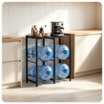 Vertical Stackable Water Jug Stand Holds Four 18.9L 5 Gallon Bottles, Multi-Functional Metal Water Bottle Organizer with Anti-Fall Top Shelf for Coffee Maker Kettle Storage - Image 10