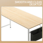 Oak-colored SG001FD P2 particleboard + iron pipe 160cm cut-out computer desk with non-woven fabric storage - Image 7