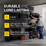 3-Shelf Standard Duty Plastic Storage Shelves, 43” x 21” x 14”, 150lb Capacity - Image 5