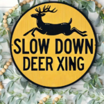 CIFbuy Metal Slow Deer Crossing Sign Round Wall Art for Home Decor (TikTok, temu pick-up service) - Image 6