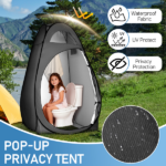 Portable Outdoor Pop-up Toilet Dressing Fitting Room Privacy Shelter Tent Black - Image 11