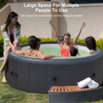 Grey 196 * 71cm hot tub. A swimming pool with heating, bubble massage, ambient lighting, filtration, and one click inflation. Home inflatable massage bathtub. - Image 5