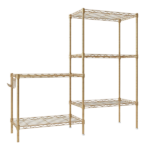 5-layer display rack with adjustable layer spacing, plug-in deformable structure, adjustable feet, made of iron, 54*29*150cm, powder-coated high-gloss gold finish - Image 4
