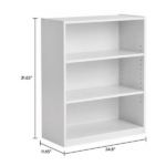 3-Shelf Bookcase with Adjustable Shelves, White - Image 3