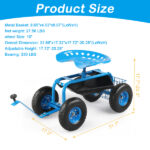 Rolling Garden Work Seat with Wheels, Gardening Stool for Planting, Garden Scooter with 360 Degree Swivel Seat & Steering Handle & Tool Tray, Blue - Image 12