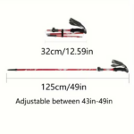 black Five section folding folding trekking pole for hiking and walking - lightweight 7075 aluminum, strong outer lock and high-density EVA grip, men's and women's foldable, stretchable, camping equipment, gifts for hiking friends and family - Image 2