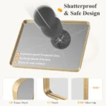 Anti-Fog Bathroom Wall Mirror – 32" x 40" Shatterproof Vanity Mirror with Rectangular Metal Frame, Gold(Shipment from Walmart) - Image 2