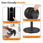 Black Portable Air Circulator Fan, 70° Horizontal Oscillation & 90° Tilt Fan with LED Touch Panel, Lightweight Standing Fan for Indoor Use - Image 4
