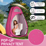 Portable Outdoor Pop-up Toilet Dressing Fitting Room Privacy Shelter Tent Pink - Image 10