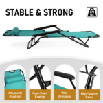 Portable Dual Purposes Extendable Folding Reclining Chair Green - Image 2