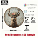 CIFbuy 1pc 8x8in Vintage Deer Head Wreath Sign, "" Deer Head Wreath Sign, Wreath Sign, 2D Flat Round Aesthetic Antler Plaque TikTok, Temu Self-pickup Logiaqics - Image 8