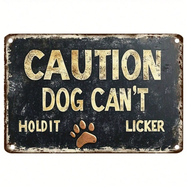 CIFbuy Beware Dogs Can't Control Licking Vintage Iron Metal Sign 8x12 Inch Waterproof UV Resistant Rustproof Wall Hanging Decor Pre-Pun TikTok, TikTok, -Pun Self-pickup Logiopics