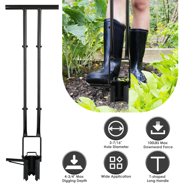 Multifunctional Bulb Planter Tool, Long Handle 5-in-1 Garden Digger Weeder Soil Remover for Home Garden Lawn,Easy to Use Bulb Planter Long Handle, Multifunctional Garden Tool for Planting Weeding Digging
