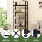 5 Tier Bookshelf, Classically Home Office Bookcase Shelf Storage Organizer, Book Rack,Black(Shipment from Walmart) - Image 5