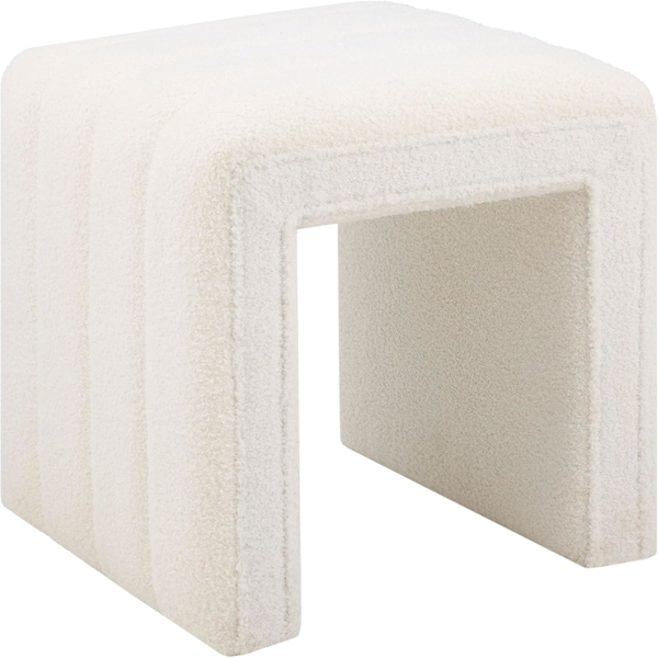 Modern Teddy Velvet Ottoman Footrest, Vanity Stool, and Shoe Bench for Makeup Room, Living Room, Entryway White)