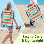 Same Code 14464082 63*70*99cm Heightened Oxford Cloth Silver White Aluminum Tube Bearing 100kg Beach Chair Rainbow Stripes - Image 6